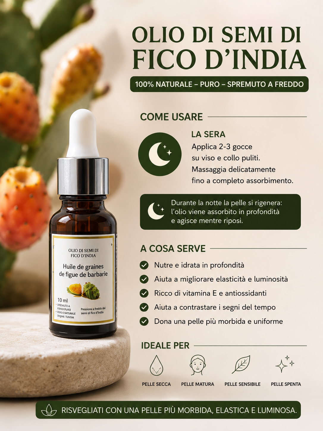 Olio di Semi di Fico d’India del Marocco – Elisir di Bellezza Naturale 10 ml