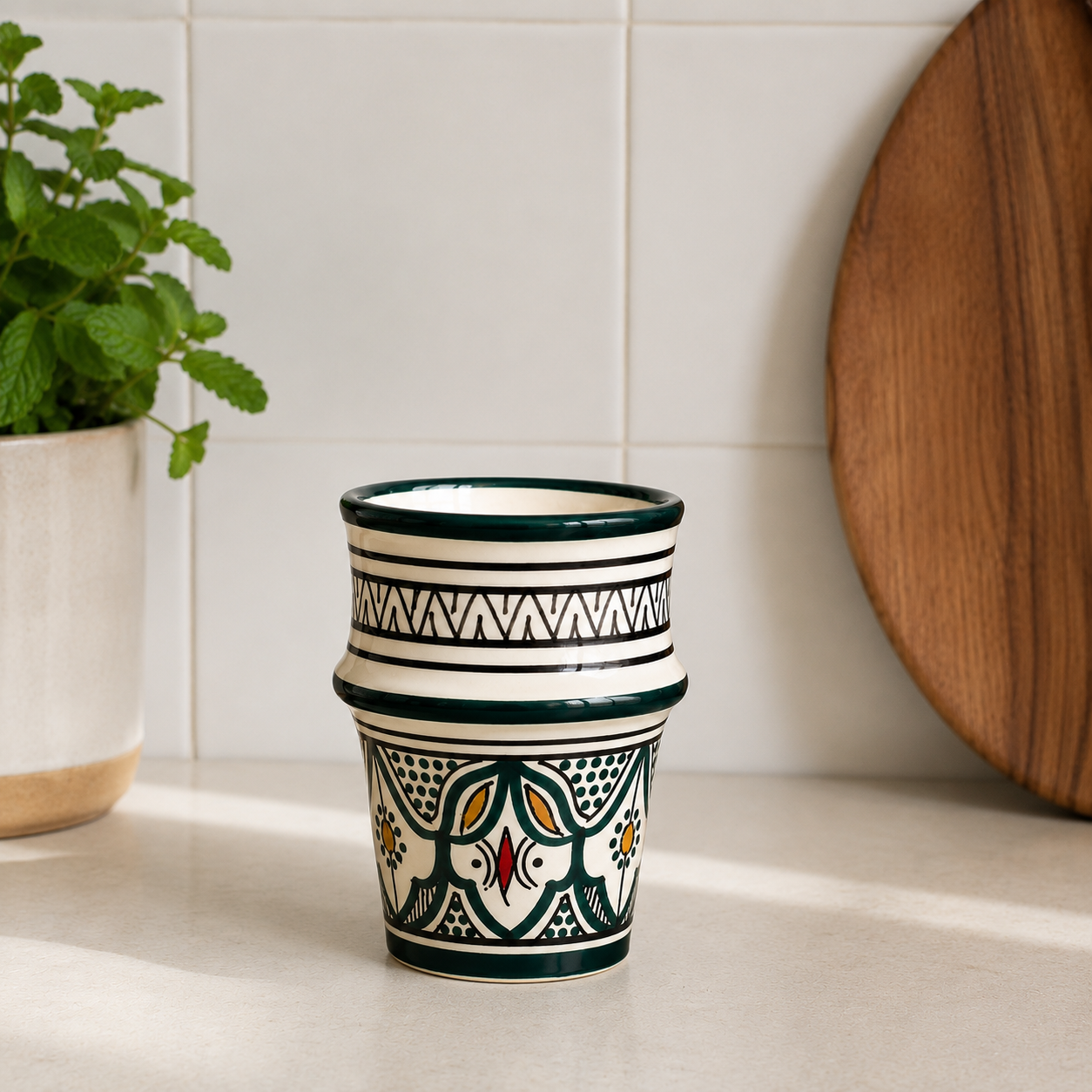 Bicchiere dipinto a mano in ceramica artigianale di Safi